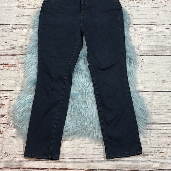 ANTHROPOLOGIE Pilcro Slim Tuck High-Rise Straight-Leg Jeans Womens Dark Blue - Picture 7 of 9
